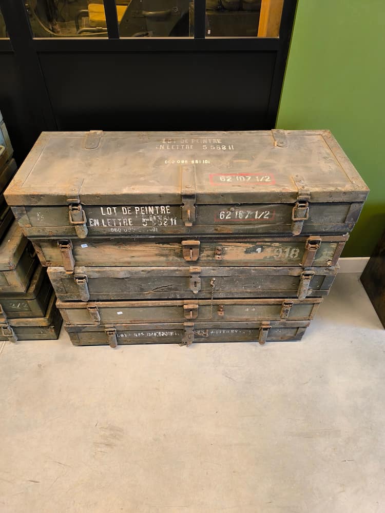 Caisse transport bois armée Française