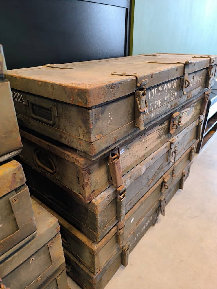 Caisse transport bois armée Française