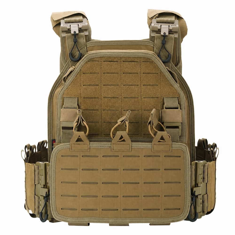 Gilet tactique porte plaque à dégagement rapide tan