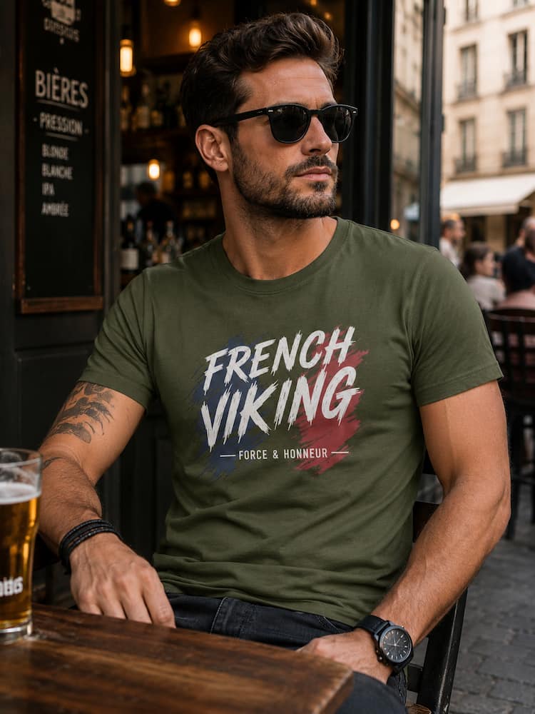 T-shirt kaki French Viking