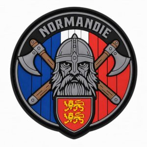 Ecusson patch pvc Normandie Viking rond